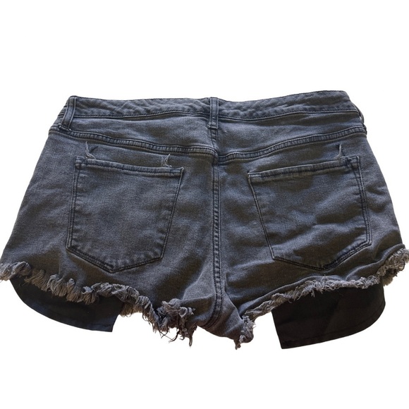 Black Washed Stretch High Rise Jean Shorts - Picture 2 of 3